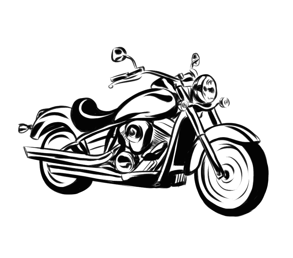 realistic hand-drawn motorcycle drawing illustration