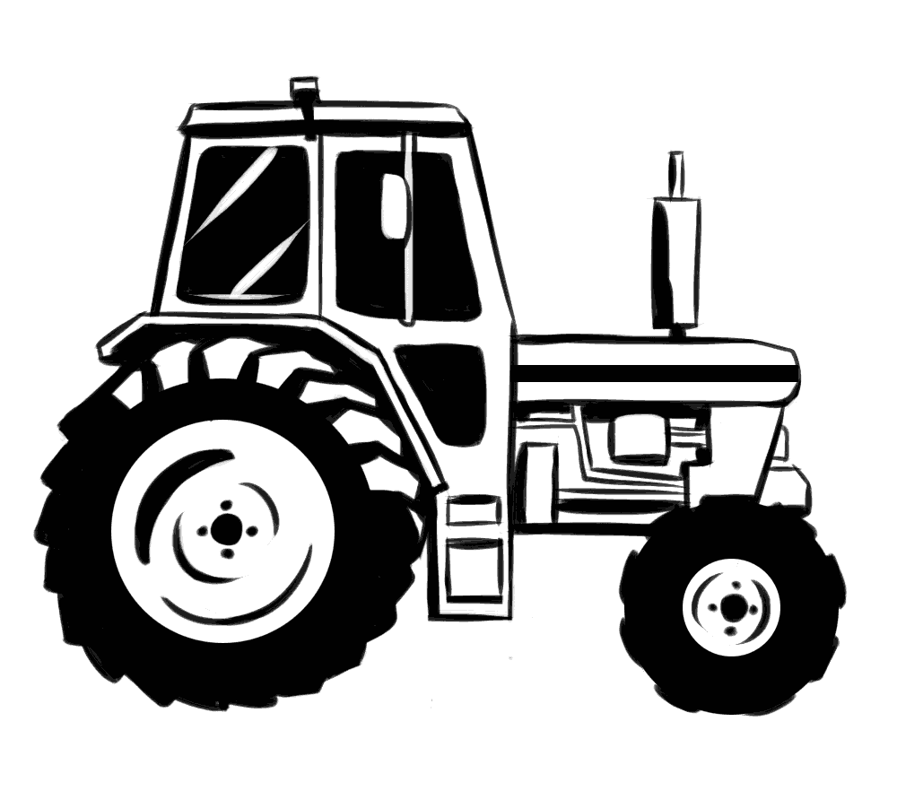 realistic hand-drawn tractor vehicle drawing illustration
