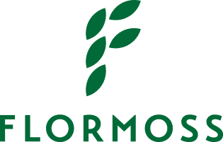 simple minimalistic decorative green leaf logo for Flormoss Interior Decor design