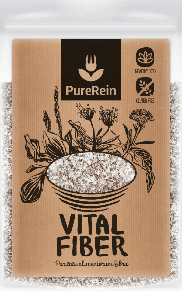 natural craft paper label design for superfood packaging with black hand-drawn vital fiber plant illustration