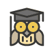 wise owl icon design for gamification: course in the beginning of the school year