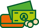geometric icon color vector illustration of cash and credit cards as a symbol of payment option in online storem