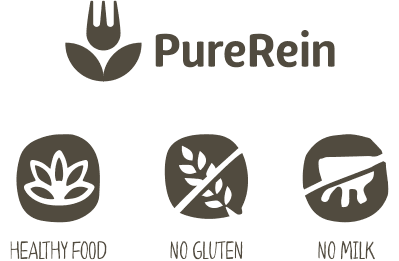 design of hand-drawn benefit symbols for PureRein brand's healthy food packaging denoting a gluten-free and dairy-free product