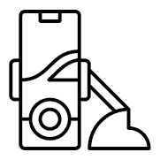Linear product category icon for phone accessories: car holders