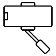 linear icon of phone accessories product category: selfie stick