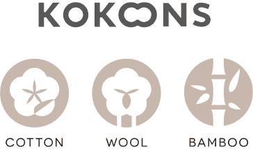 design of elegant symbols for wool, cotton and bamboo materials to mark the composition of Kokoons brand clothing.
